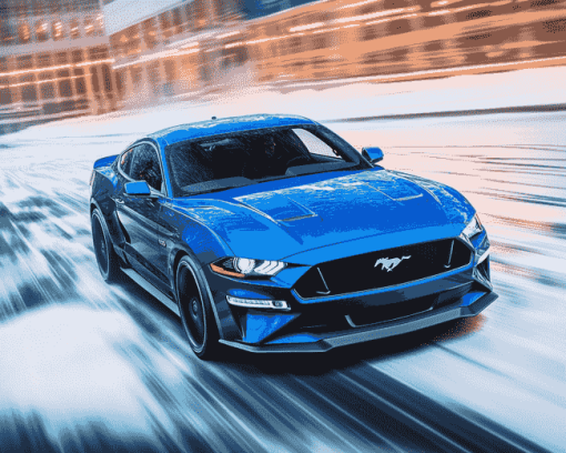 Blue Mustang Car Enthusiast Diamond Painting