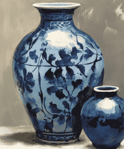 Blue Pottery Vases Diamond Painting