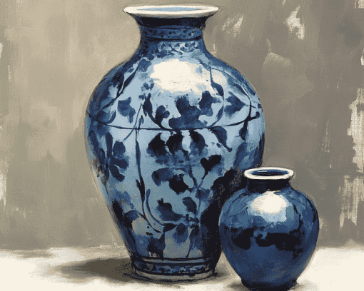 Blue Pottery Vases Diamond Painting