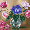 Blue Purple Blossom Vase Diamond Painting