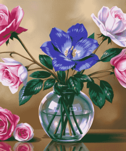 Blue Purple Blossom Vase Diamond Painting