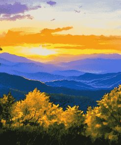 Blue Ridge Mountains Sunset Diamond Painting