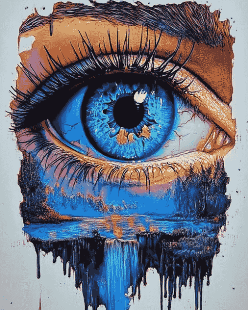 Blue Sad Eye Diamond Painting