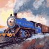 Blue Steam Train Diamond Painting