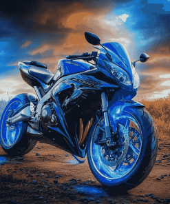 Blue Suzuki Race Motorbike Diamond Painting