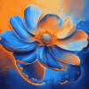 Blue and Orange Floral Diamond Painting