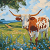 Bluebonnets Longhorn Cattle Diamond Painting