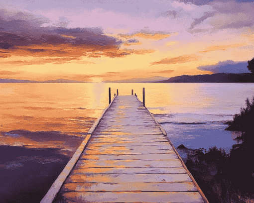 Boardwalk Sunset Over Tasmania Diamond Painting