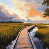 Boardwalk Through Scenic Marshlands Diamond Painting