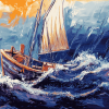 Boat in a Storm Diamond Painting