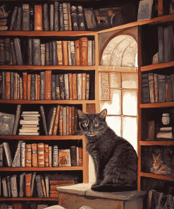 Bookshelf Cat Diamond Painting