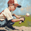 Boys Playing Baseball Diamond Painting