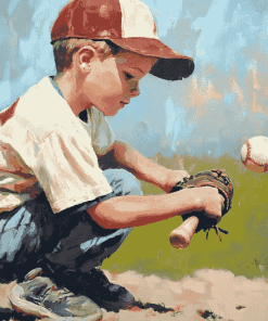 Boys Playing Baseball Diamond Painting