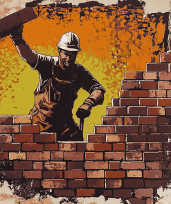 Brick Worker Pop Art Diamond Painting