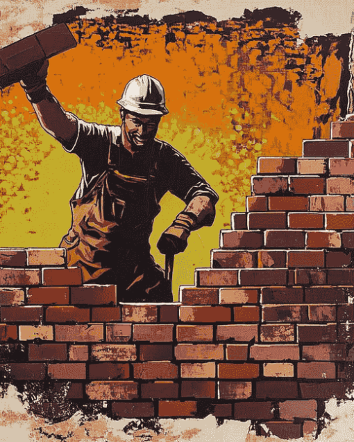 Brick Worker Pop Art Diamond Painting