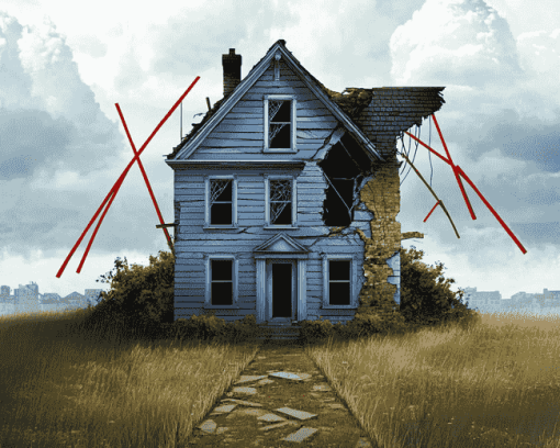 Broken Houses Cartoon Diamond Painting