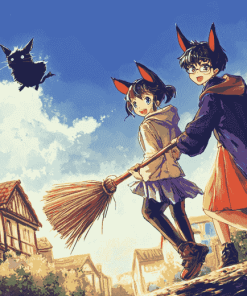 Broom Flying Anime Fantasy Diamond Painting