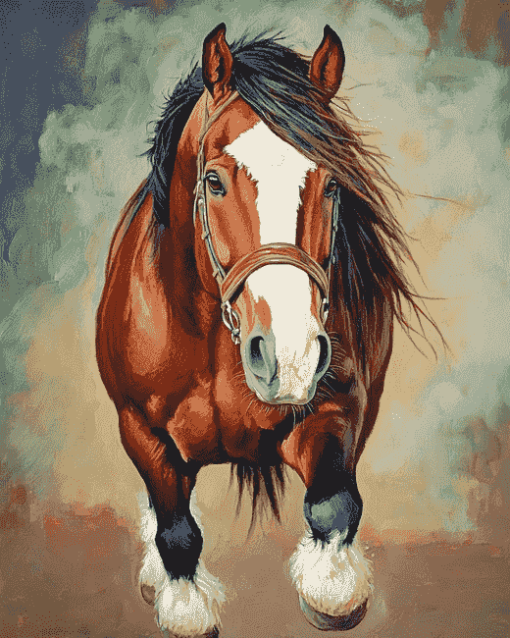 Brown Clydesdale Horse Diamond Painting