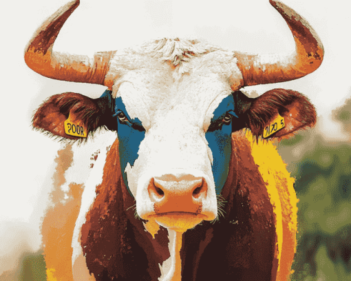 Bull with Horns Diamond Painting