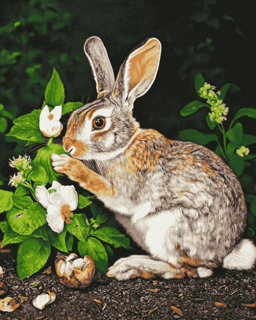 Bunny in Green Landscape Diamond Painting