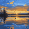 Burnaby Lake Sunrise Landscape Diamond Painting