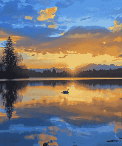 Burnaby Lake Sunrise Landscape Diamond Painting