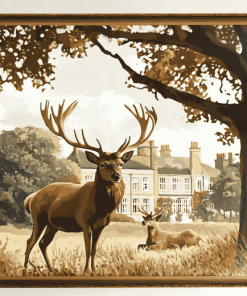 Bushy Park Deer Landscape Diamond Painting