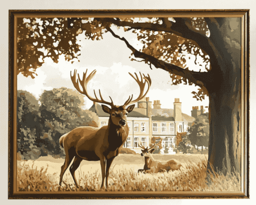 Bushy Park Deer Landscape Diamond Painting