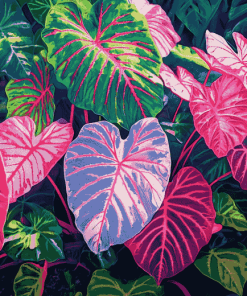 Caladium Vibrant Leaves Diamond Painting