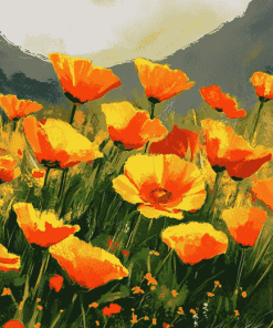 California Poppies Blossoms Diamond Painting