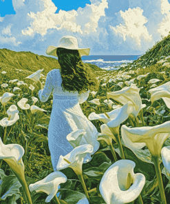 Calla Lily Woman Landscape Diamond Painting