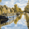 Canal Barge Scenic Diamond Painting