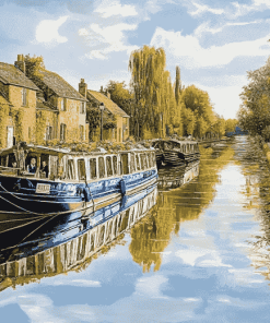 Canal Barge Scenic Diamond Painting