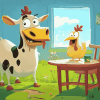 Cartoon Adventure Cow And Chicken Diamond Painting