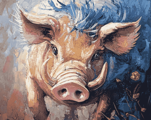 Cartoon Boar Pig Diamond Painting