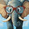 Cartoon Elephant Glasses Diamond Painting