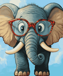 Cartoon Elephant Glasses Diamond Painting