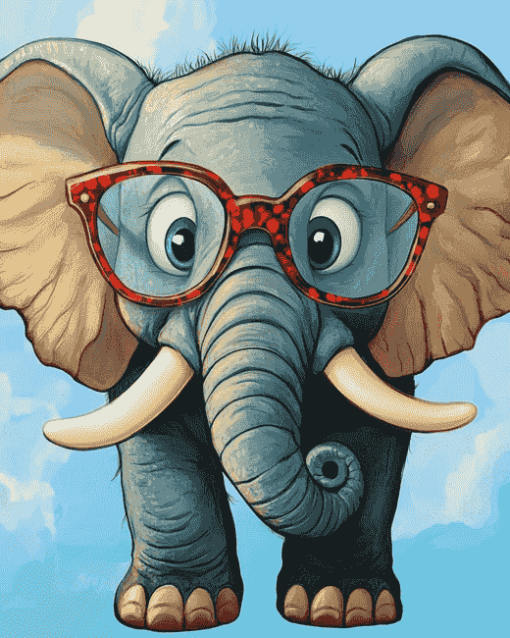 Cartoon Elephant Glasses Diamond Painting