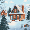 Cartoon Houses in Winter Diamond Painting