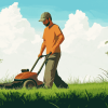 Cartoon Mowing Scene Diamond Painting