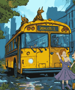 Cartoon School Bus Journey Diamond Painting