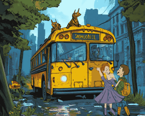 Cartoon School Bus Journey Diamond Painting