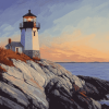 Castle Hill Lighthouse Seaside Scene Diamond Painting