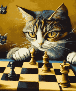 Cat Chess Masterpiece Diamond Painting