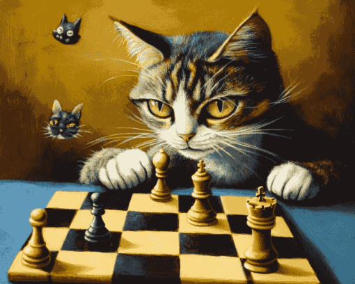 Cat Chess Masterpiece Diamond Painting