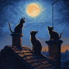 Cat Nights on Roofs Diamond Painting