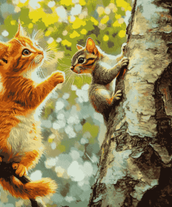 Cat and Squirrel Diamond Painting