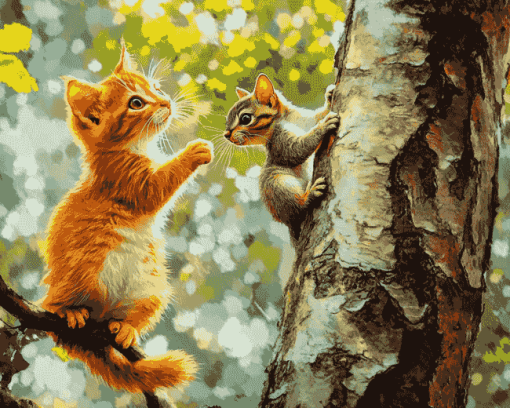 Cat and Squirrel Diamond Painting