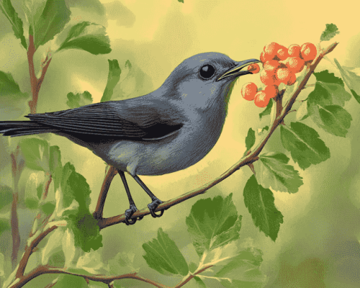 Catbird and Birds Diamond Painting