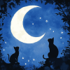 Cats Under Moonlight Diamond Painting